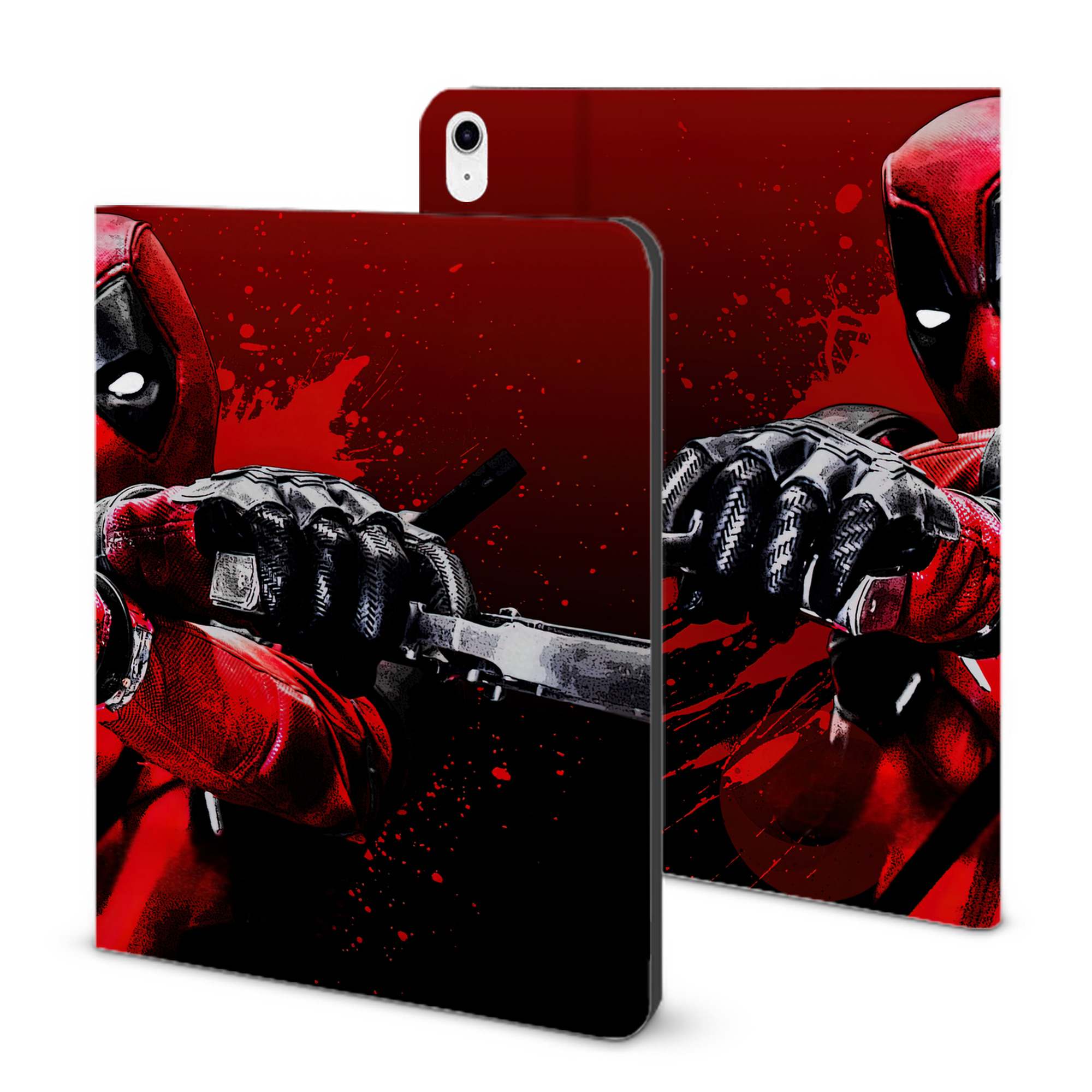 （画像用） Deadpool デッドプール IPad ケース ブック型 PUレザー TPU 耐衝撃 軽量 薄型 ペン収納なし 全面保護 IPad 各モデル対応